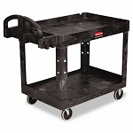 Rubbermaid Heavy Duty 2-Shelf Medium Utility Cart, Black 